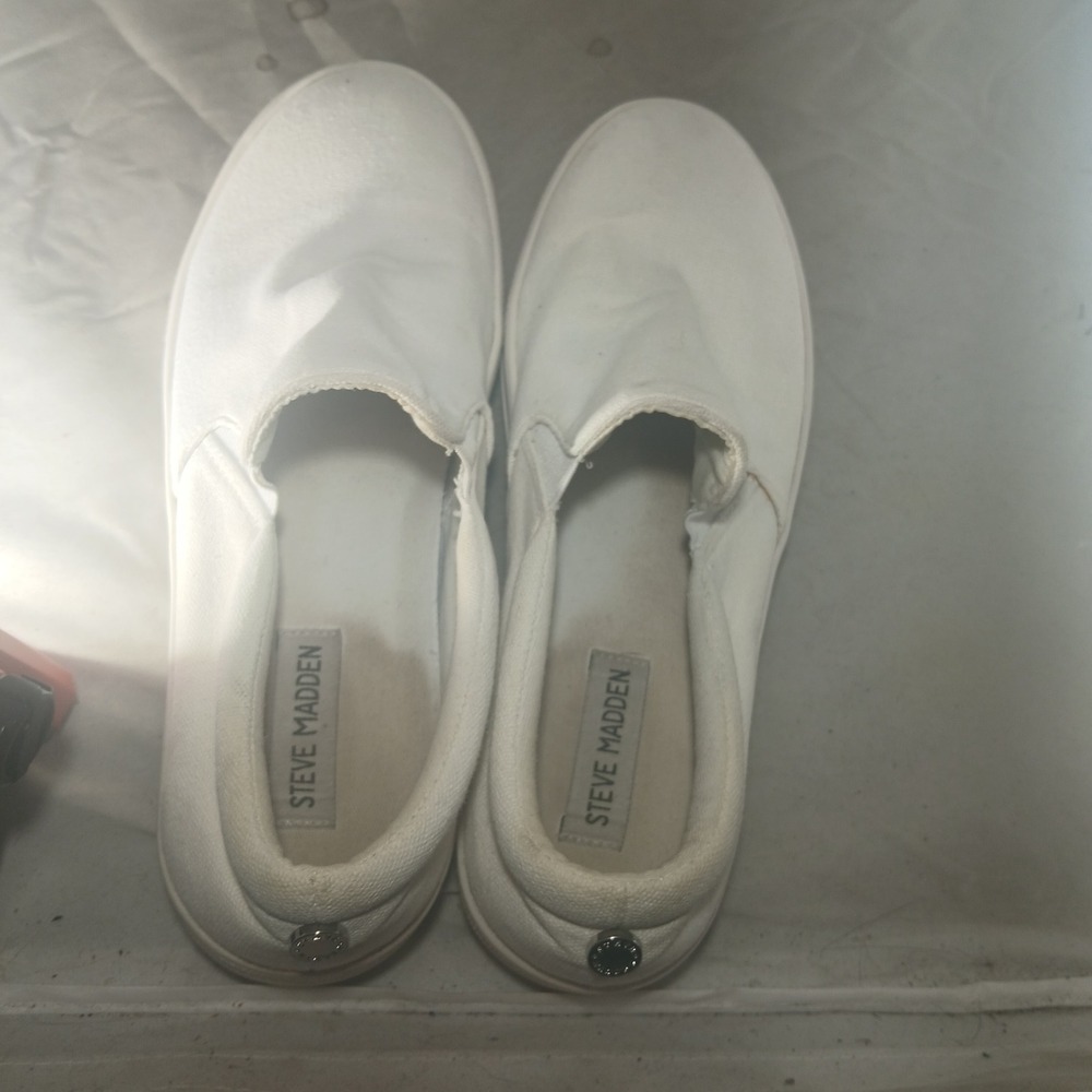 Steve Madden Gills-C Slip On Sneakers 9M White Canvas Platform Casual Shoes - Picture 7 of 10